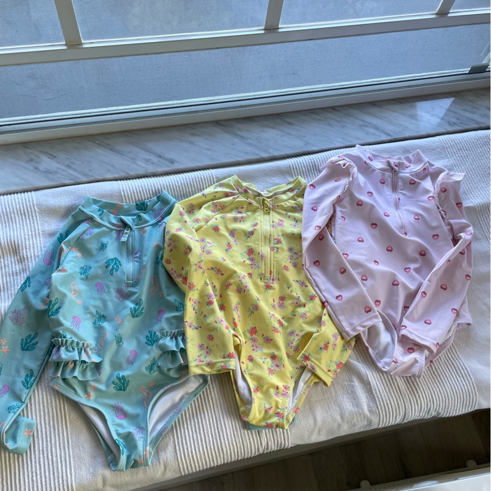Carters Oshkosh Set of 3 Long Sleeve Swimsuits rushguards